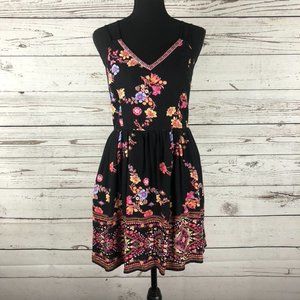 Xhilaration Floral Cross-Back Fit and Flare Dress